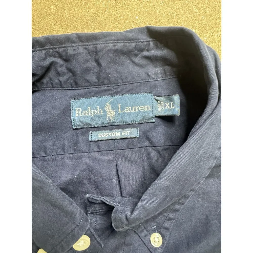 Polo‎ Ralph Lauren Men's Custom fit Shirt Navy Blue Size XL Custom Fit